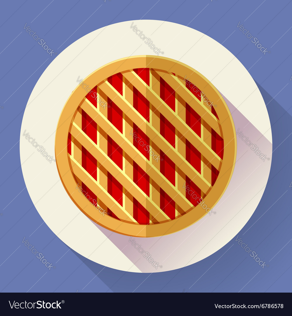 Sweet apple pie icon flat designed style