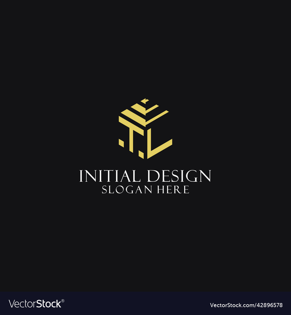 Tl initial monogram with hexagon shape logo Vector Image Tl initial monogram with hexagon shape logo