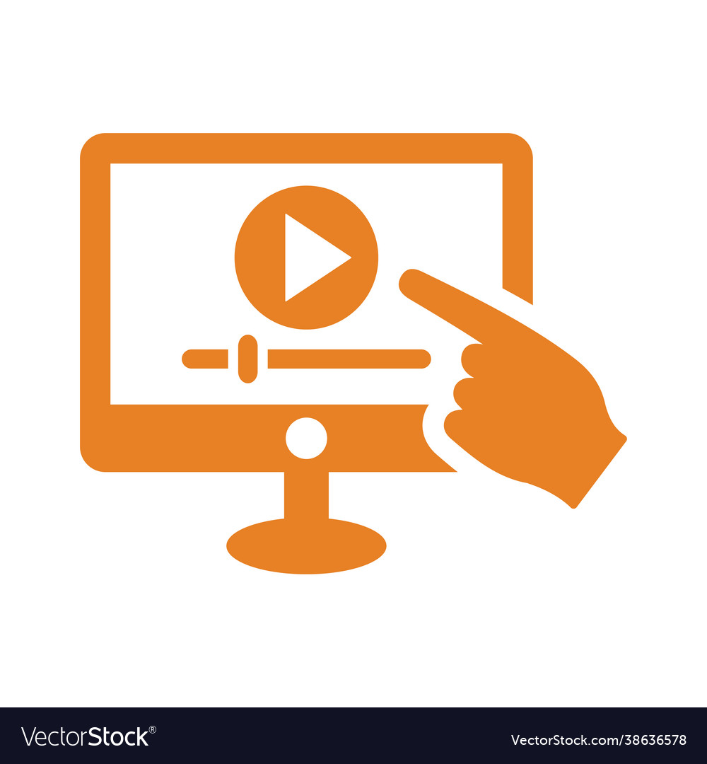 Video web classes icon orange color eps