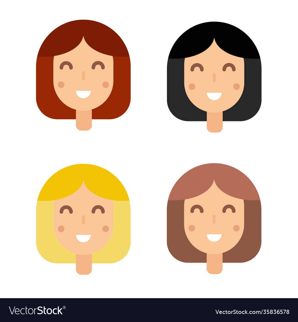 Woman flat icon different hair colors Royalty Free Vector