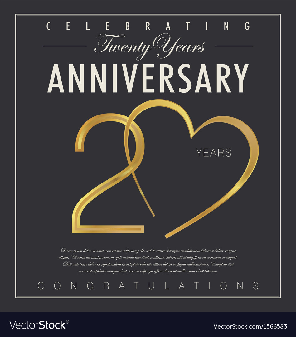 20 years anniversary black background Royalty Free Vector