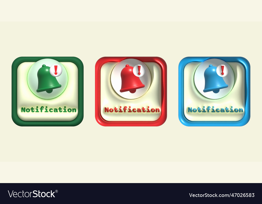 3d message button with notification bell vector image 3d message button with notification bell
