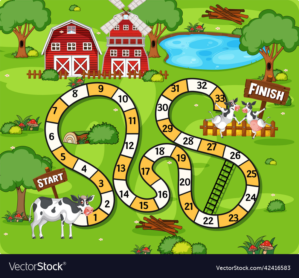 A farm boardgame template Royalty Free Vector Image