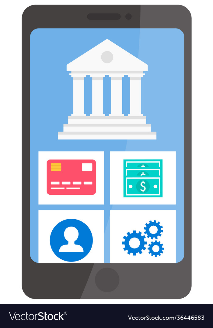 Business application on phone screen program vector image Business application on phone screen program