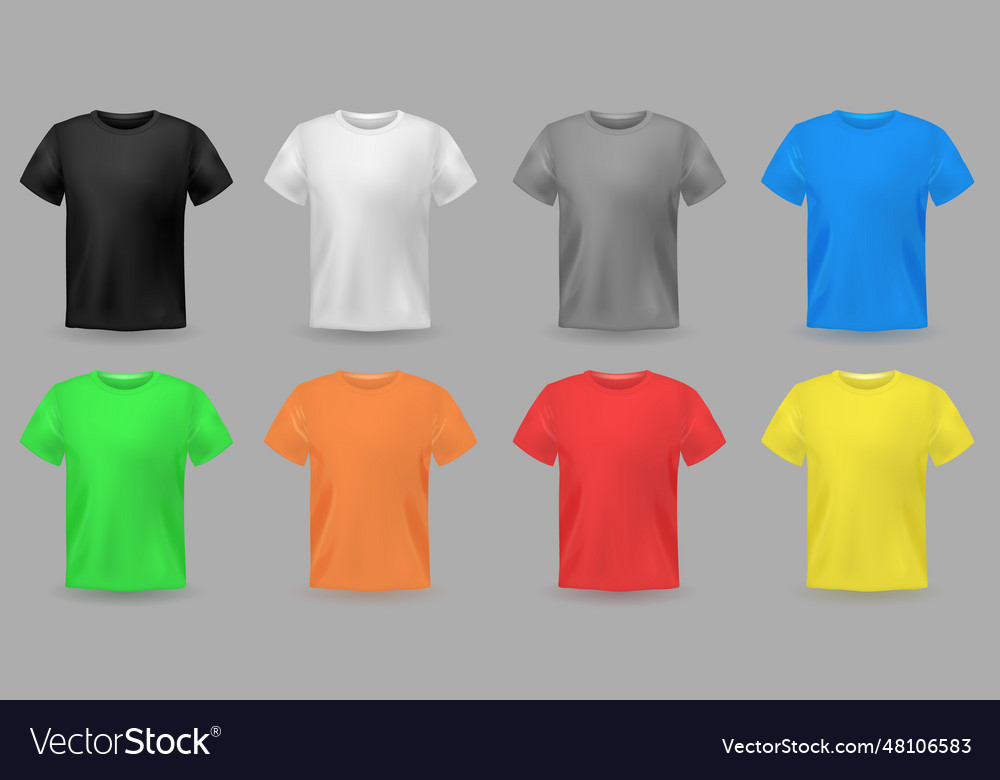 Color t-shirt mockups design colorful textile Vector Image