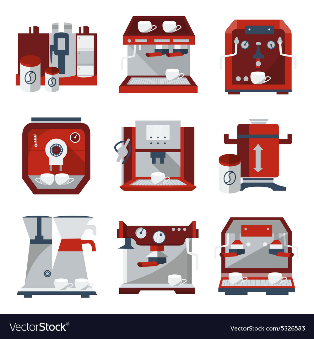 Flat icons for selling coffee machines