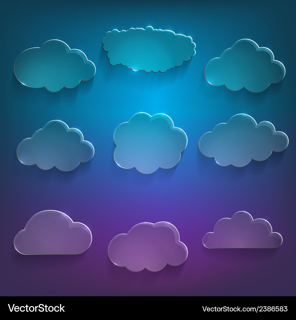 Glossy cloud storage icon set Royalty Free Vector Image