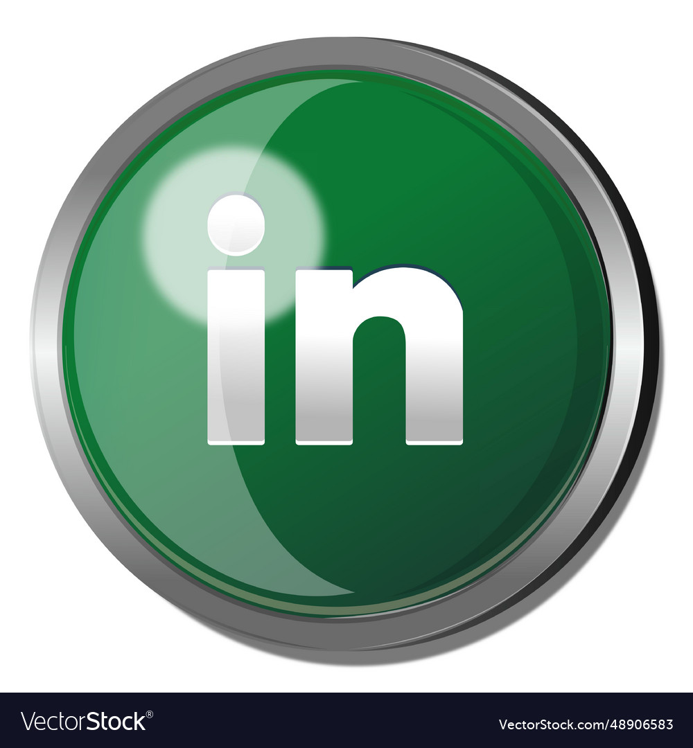 Linked in round metal button Vector Image Linked in round metal button