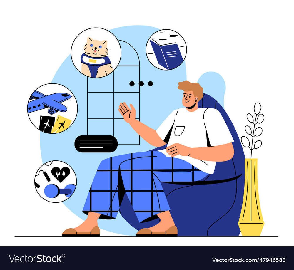 Man with hobby concept