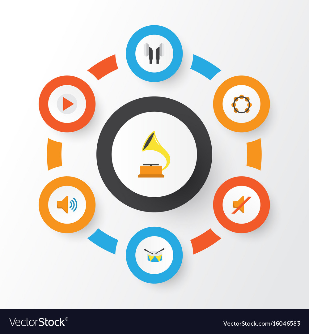 Multimedia flat icons set collection of shellac