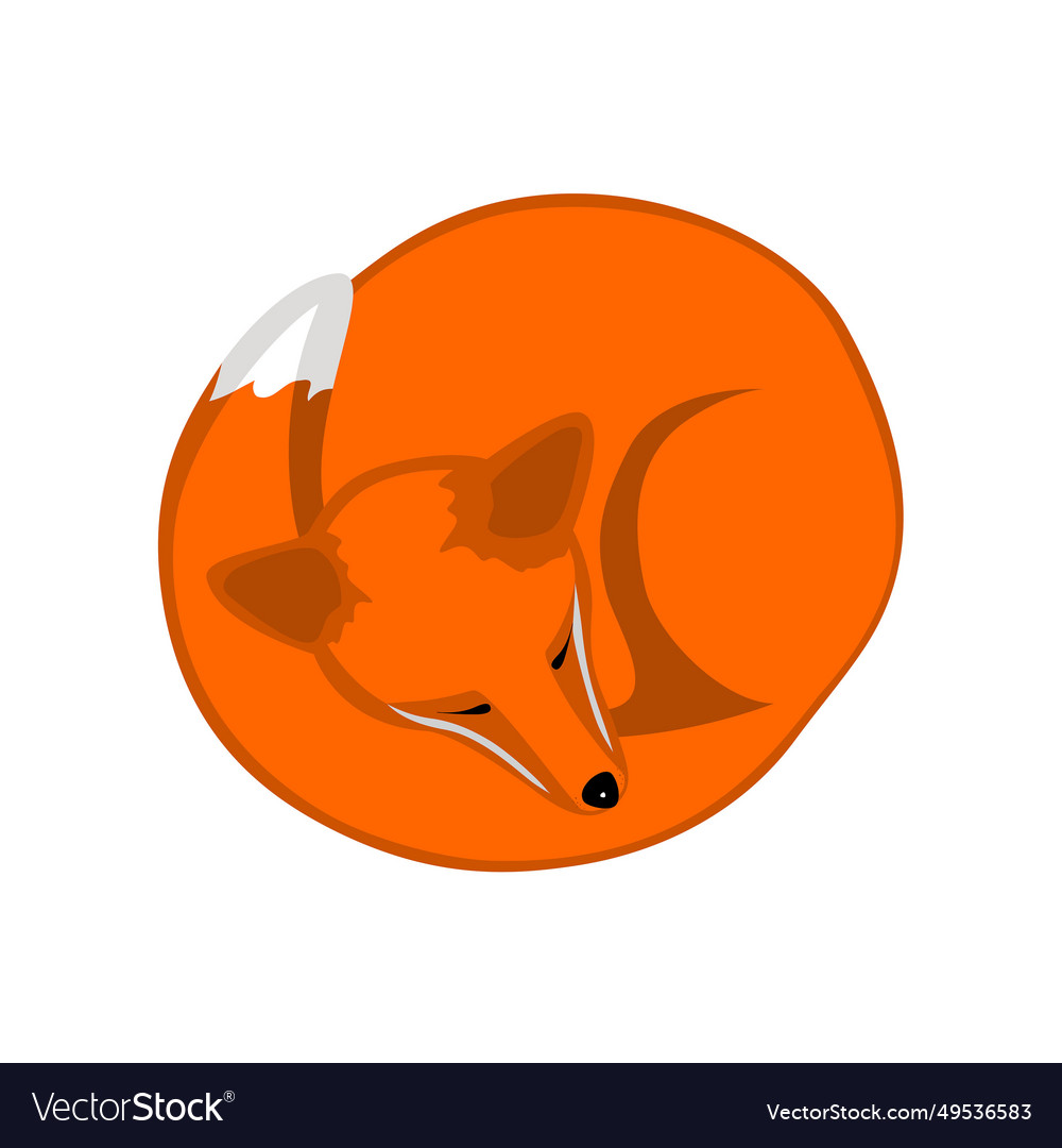 Orange fox in circle shape logo animal Royalty Free Vector