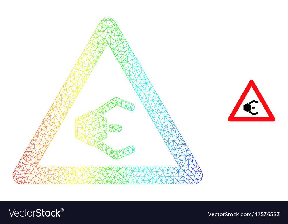 Rainbow network gradient nanobot warning icon vector image Rainbow network gradient nanobot warning icon