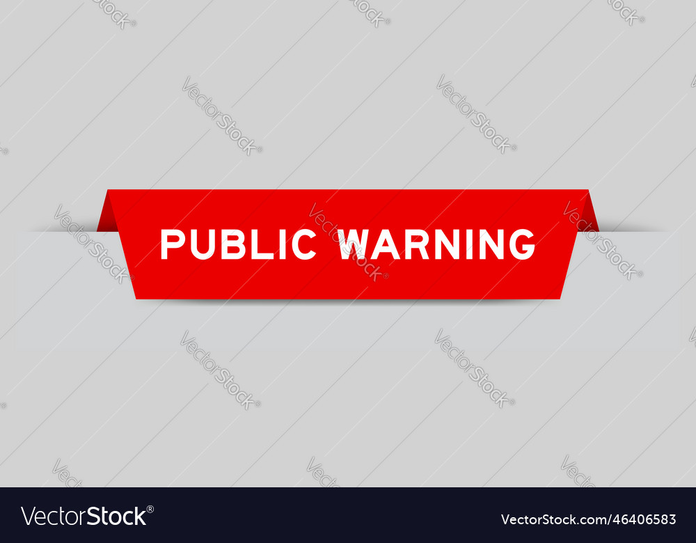 Red color inserted label with word public warning vector image Red color inserted label with word public warning