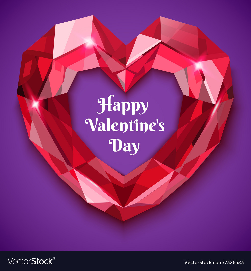 Ruby heart shaped with text Royalty Free Vector Image