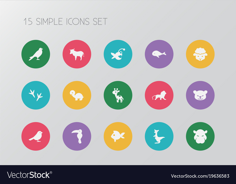 Set of 15 editable zoo icons includes symbols