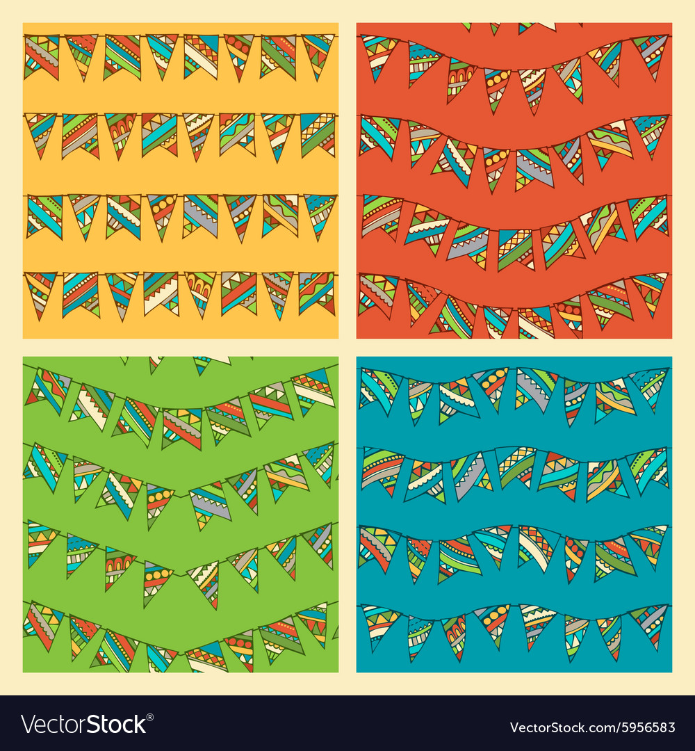 Set of bright seamless bunting patterns