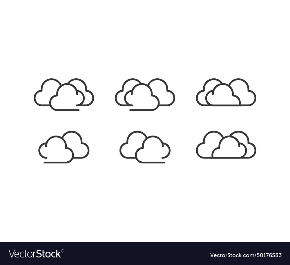 Set of cloud icons in trendy flat style isolated