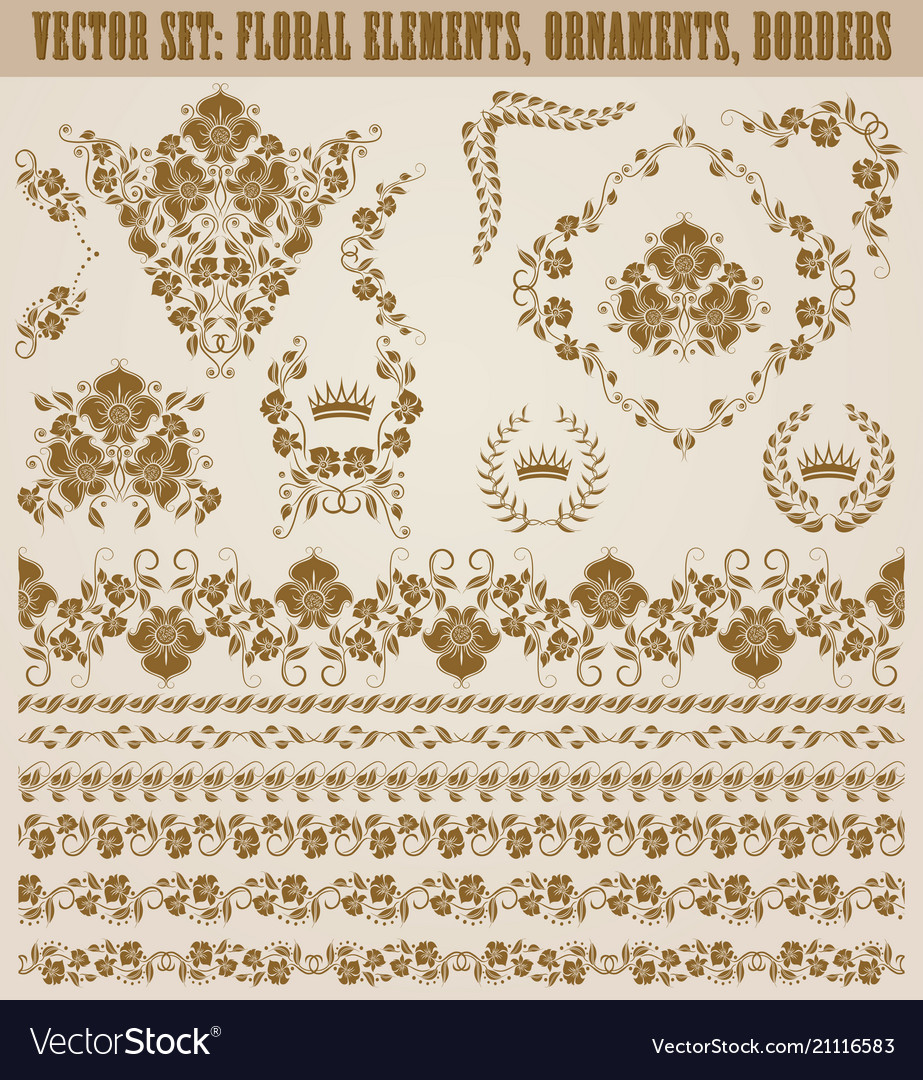 Set of damask ornaments