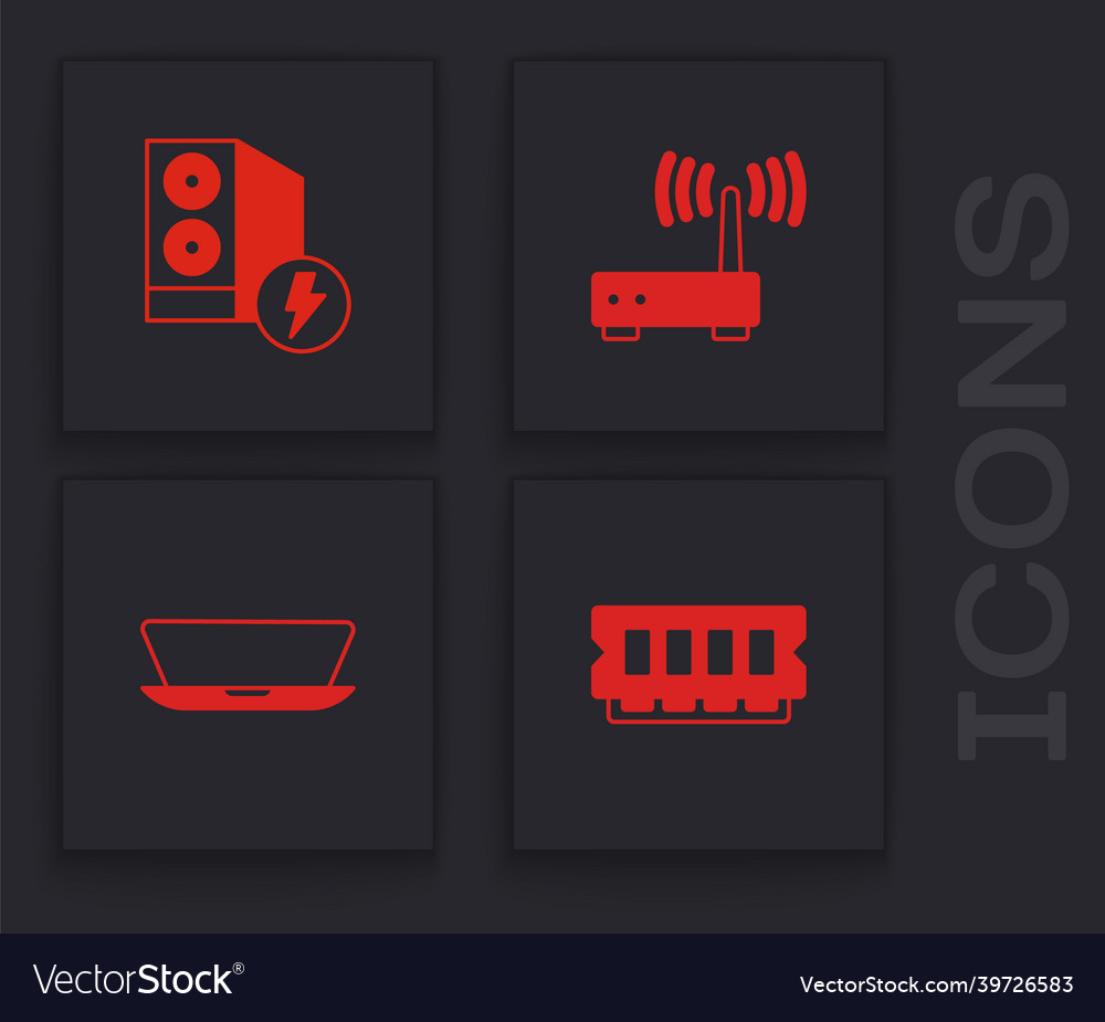 Set ram random access memory case of computer vector image Set ram random access memory case of computer
