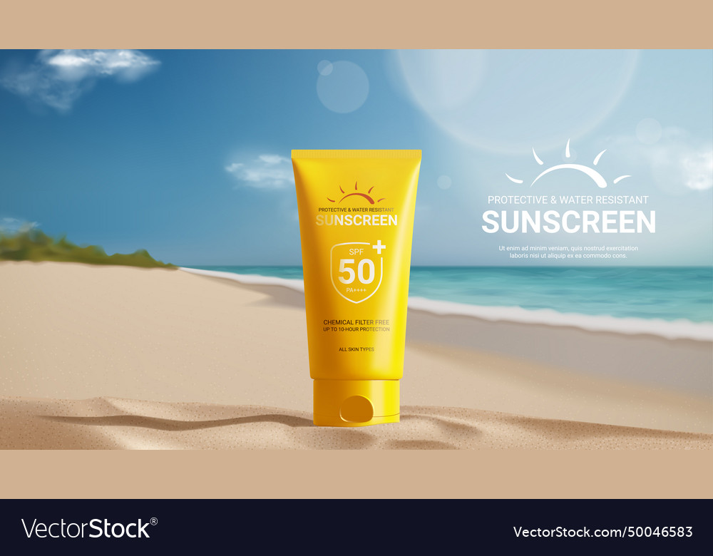 Sunscreen ad banner template Royalty Free Vector Image