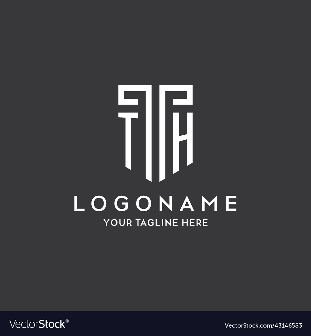 Th monogram initial name with shield shape icon