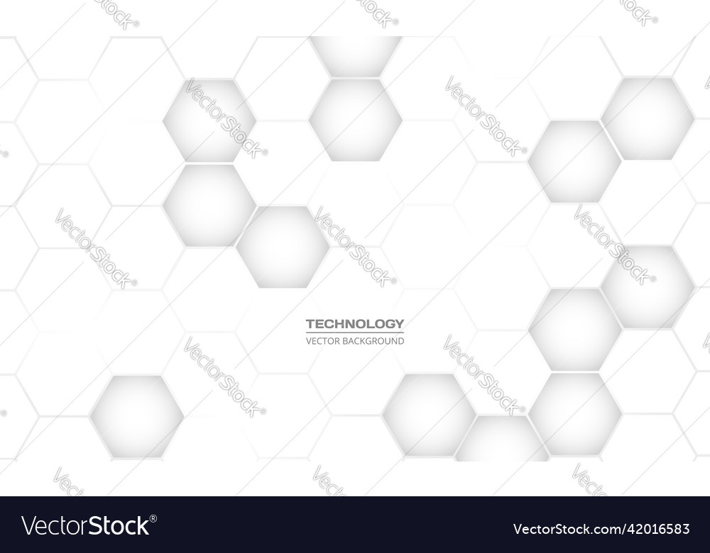 White hexagonal technology 3d abstract vector image White hexagonal technology 3d abstract