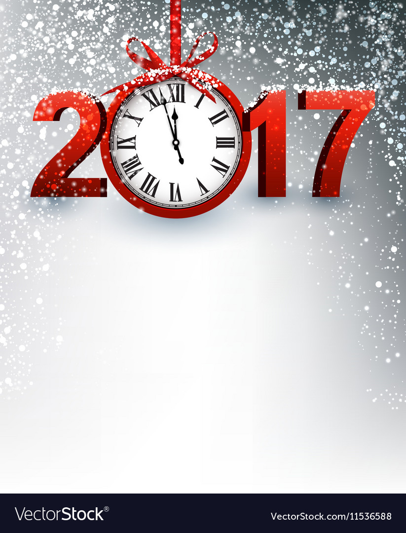 2017 new year background with clock