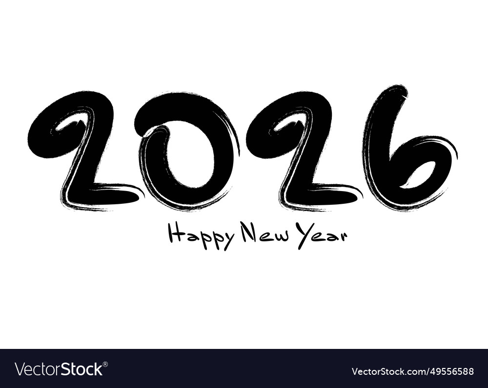 2026 happy new year black numbers