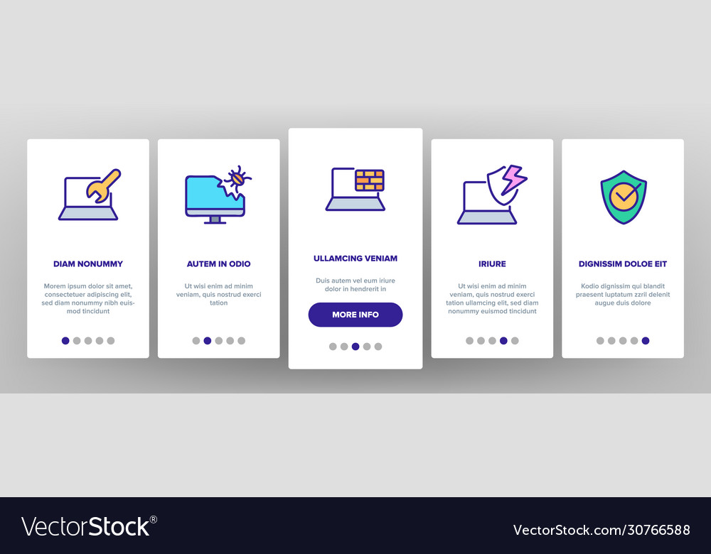 Antivirus program onboarding icons set