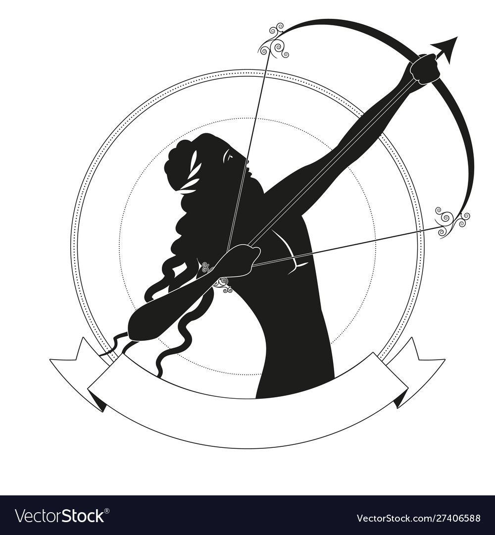 Black figure archer with long hair and laurel Vector Image