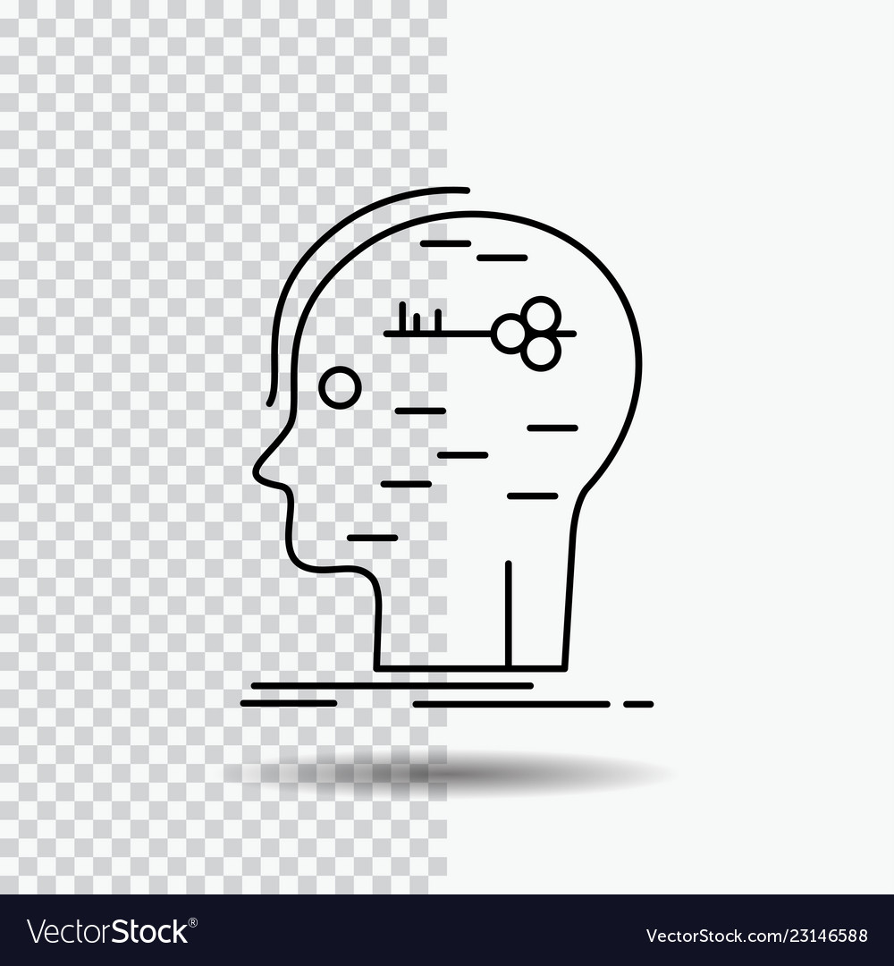Brain hack hacking key mind line icon vector image Brain hack hacking key mind line icon