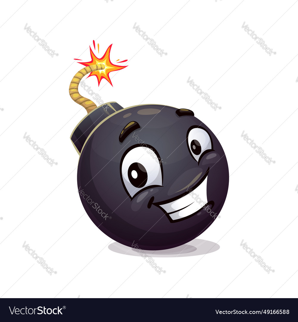 Cartoon bomb character with infectious wide smile Vector Image