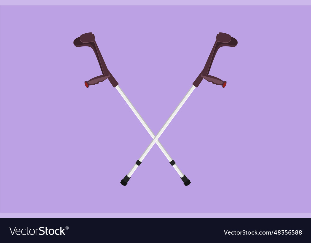 Cartoon flat style drawing crutches icon elbow