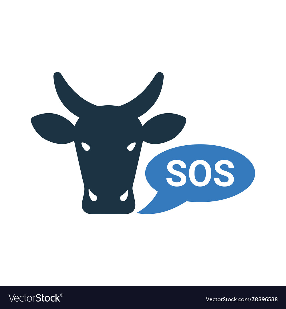 Cow animal sos alert icon simple editable