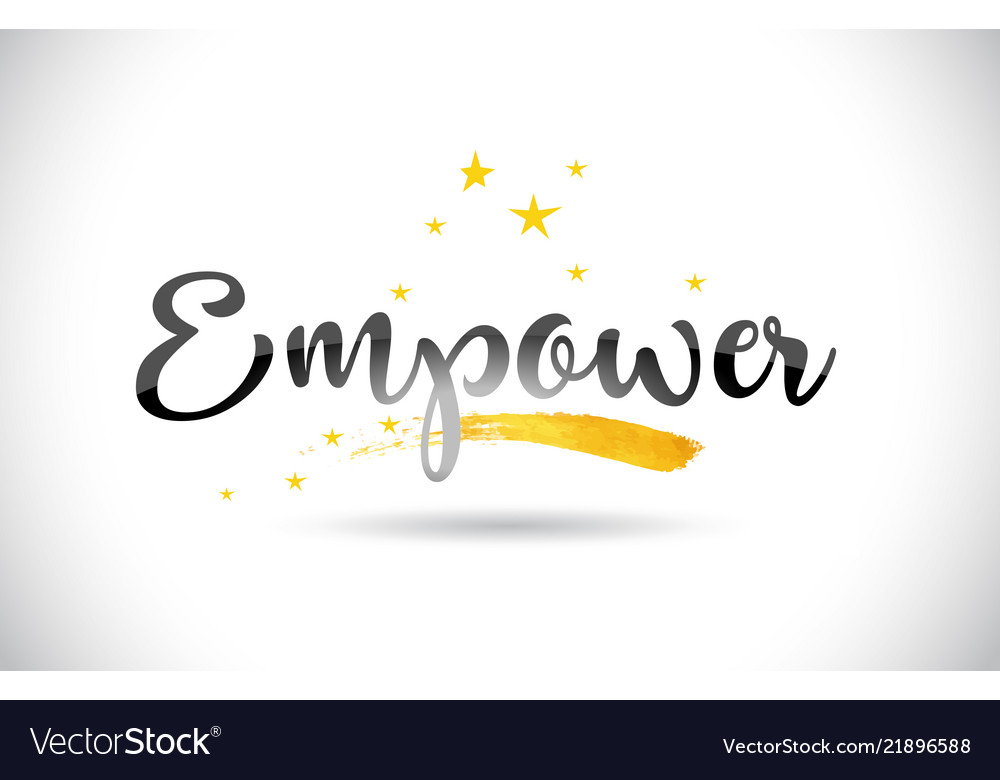 Empower word text with golden stars trail Vector Image