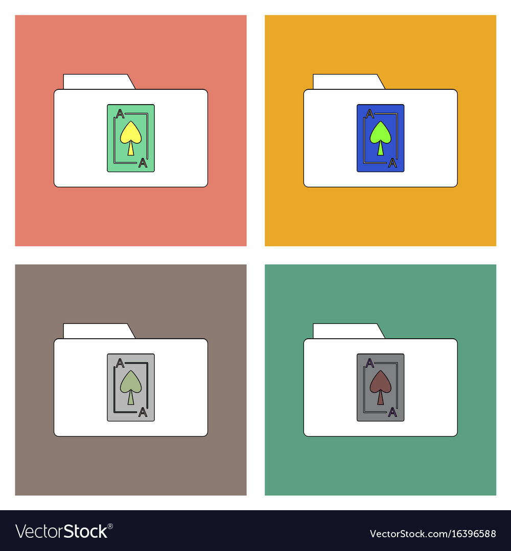 Flat icon design collection playing card on folder