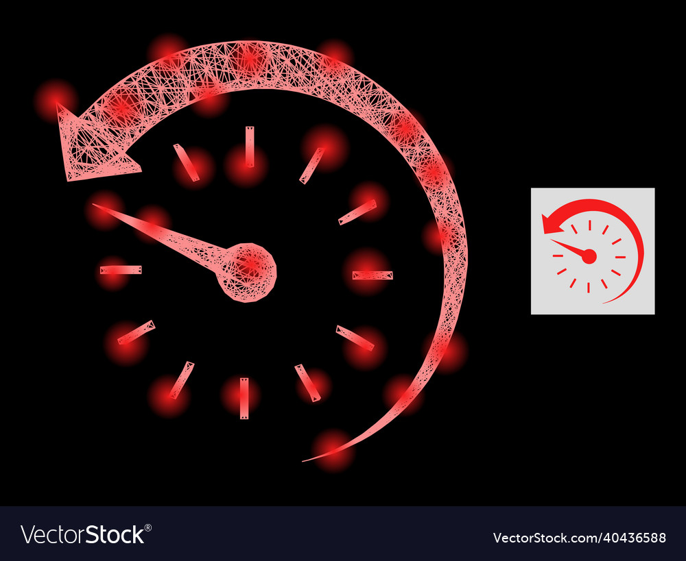 Glowing net mesh time backward with light spots vector image Glowing net mesh time backward with light spots