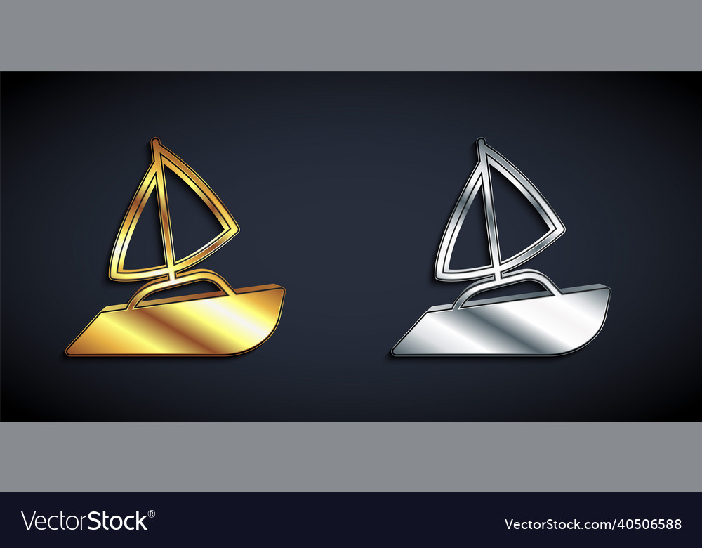 Gold and silver yacht sailboat or sailing ship