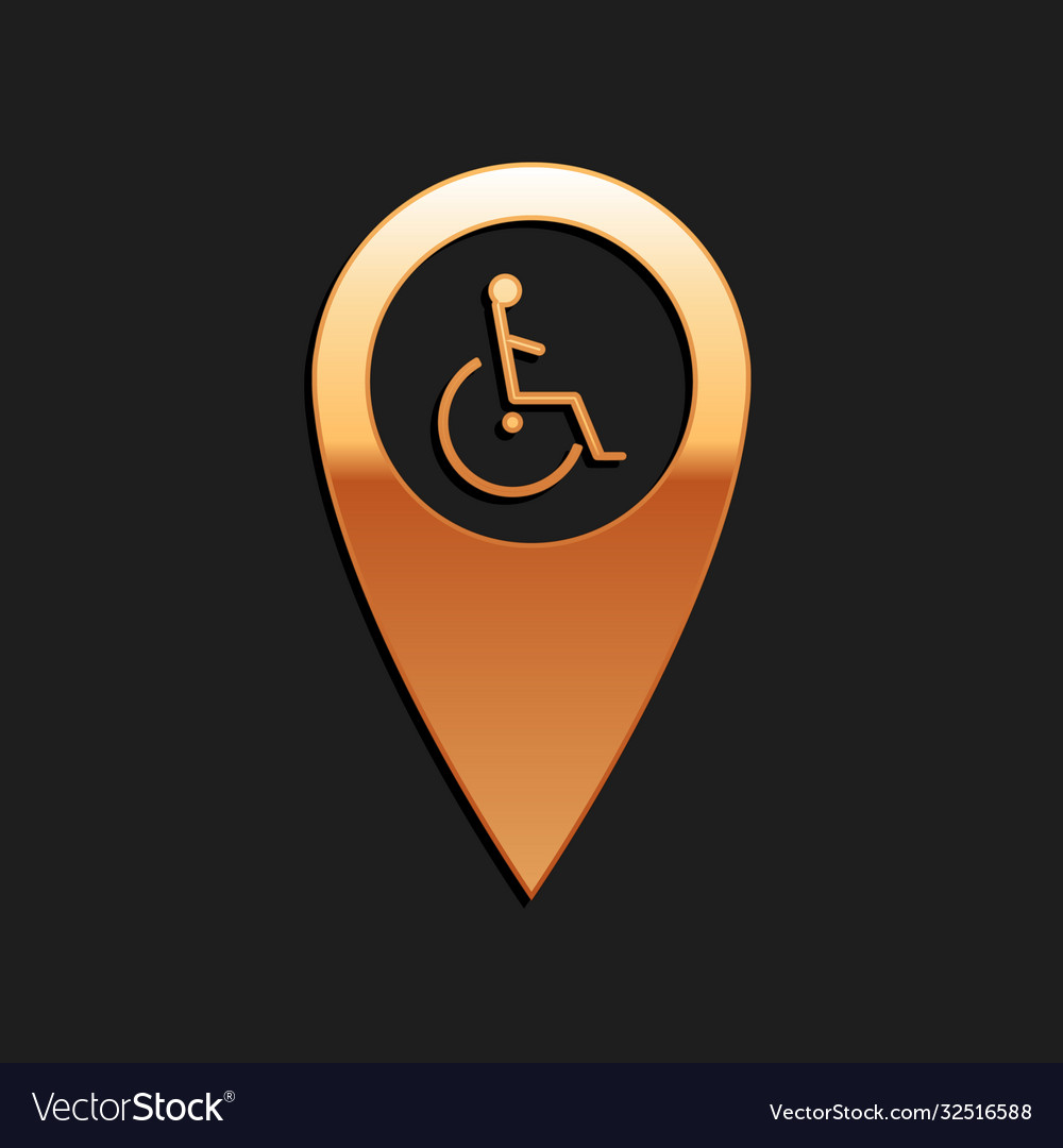 Gold disabled handicap in map pointer icon