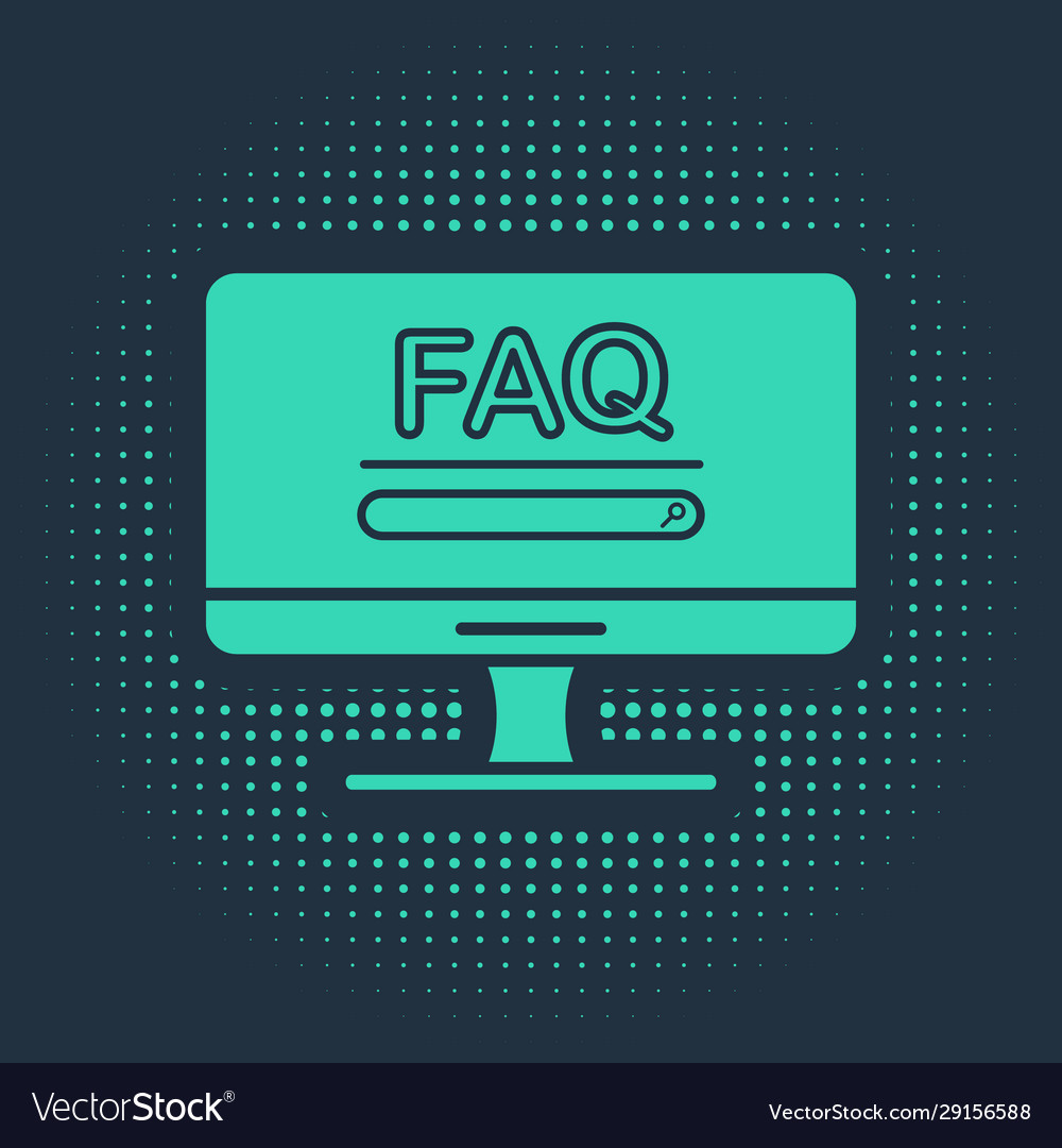 Green computer monitor with text faq information vector image Green computer monitor with text faq information
