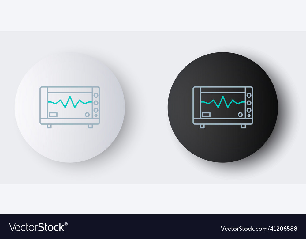 Line computer monitor with cardiogram icon vector image Line computer monitor with cardiogram icon