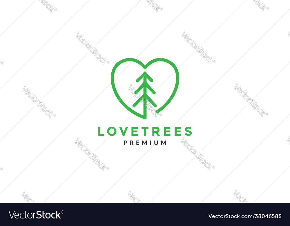 Love lines with tree pine logo symbol icon