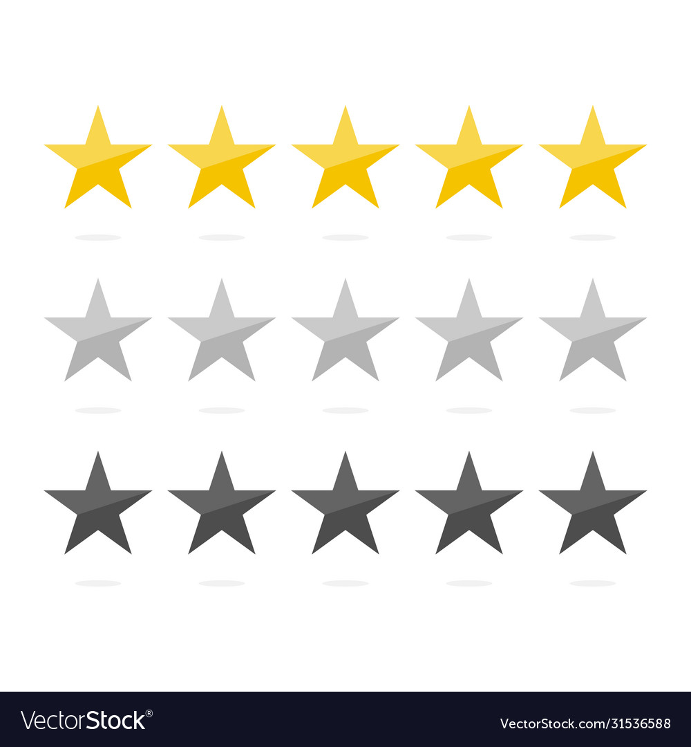 Rating stars set gold and silver line