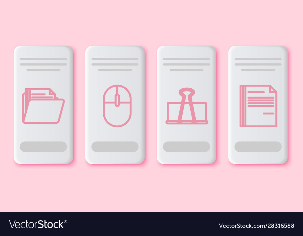 Set line document folder computer mouse binder vector image Set line document folder computer mouse binder