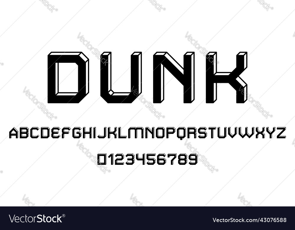 Set of alphabets font letters and numbers vector image Set of alphabets font letters and numbers