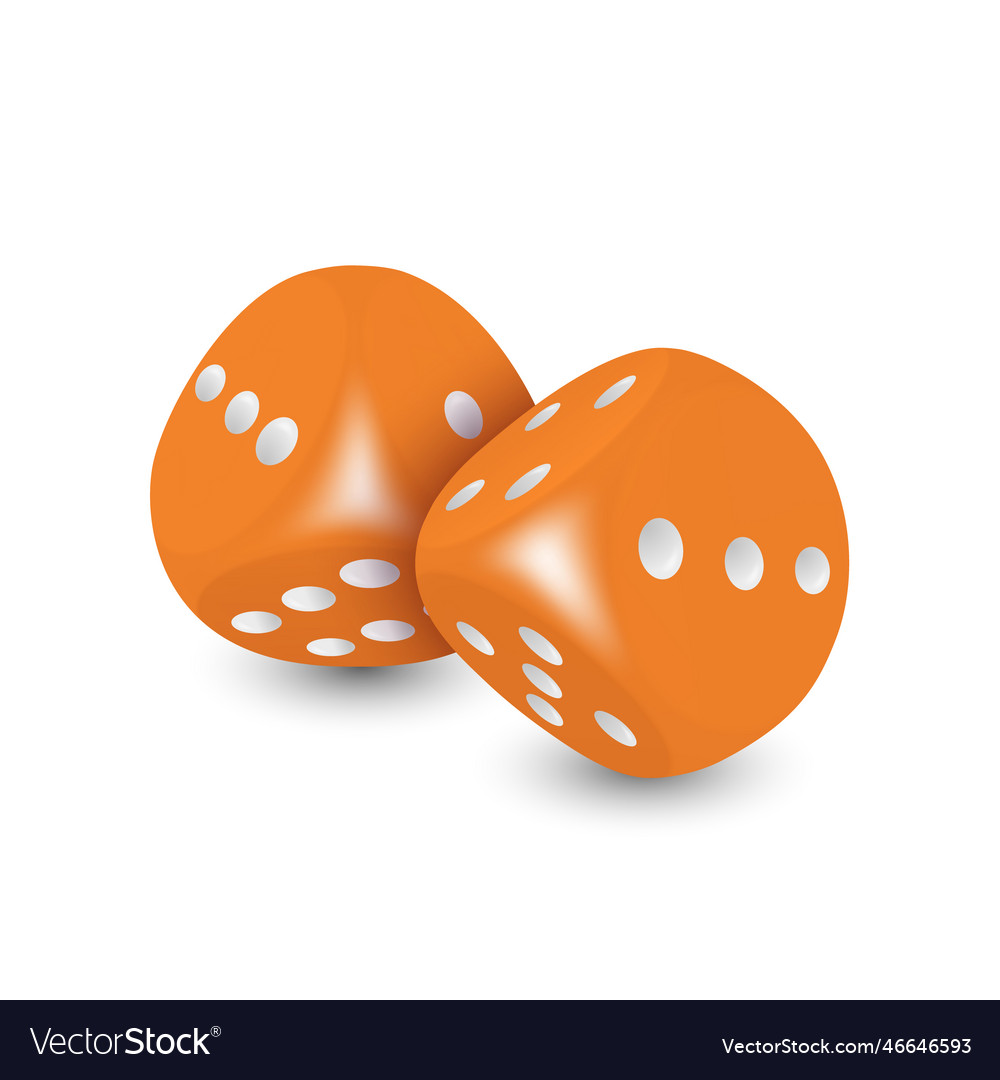 3d Realistic Orange Game Dice With White Vector Image