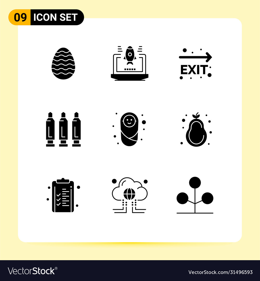 9 universal solid glyphs set for web and mobile