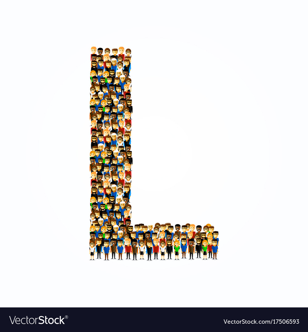 A group of people in english alphabet letter l