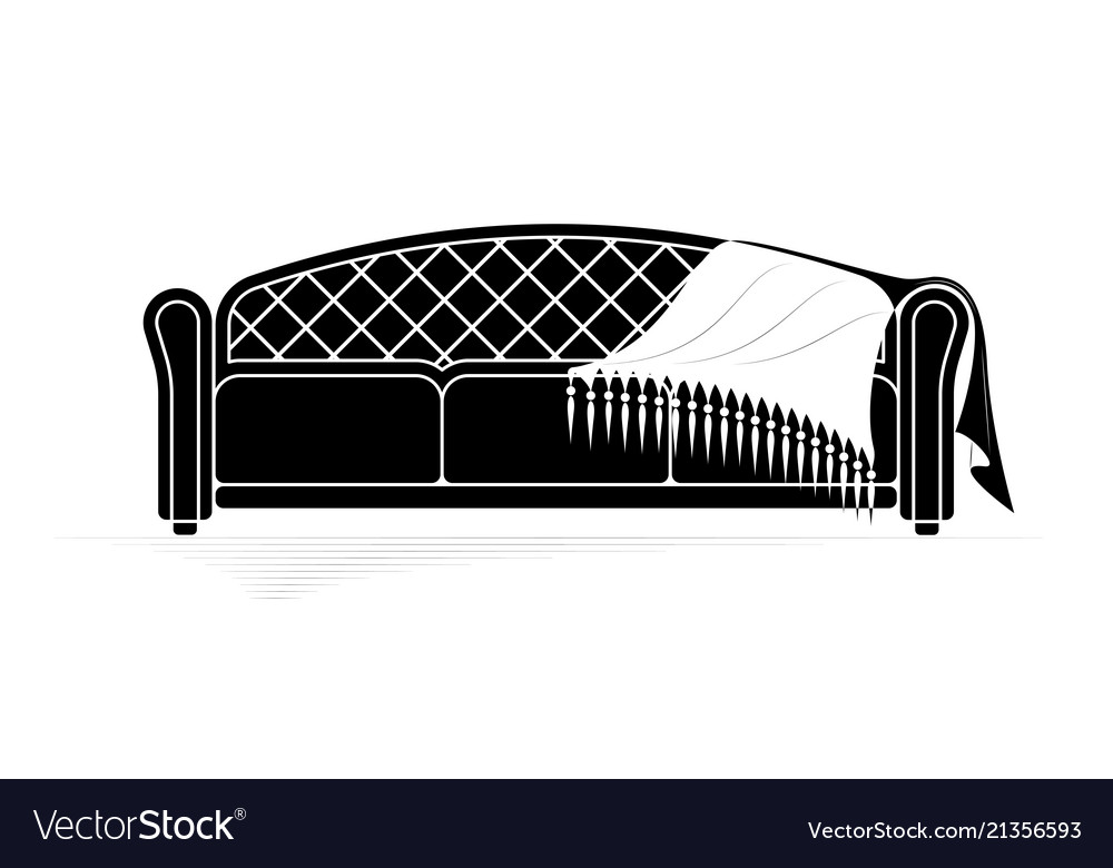 Black contour of a soft sofa with veil lying Vector Image Black contour of a soft sofa with veil lying