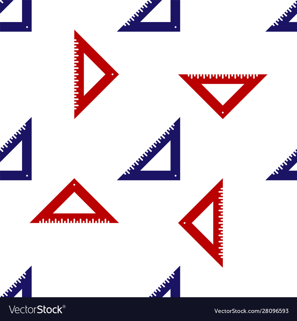 Blue and red triangular ruler icon isolated vector image Blue and red triangular ruler icon isolated
